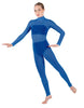 Solid Lycra LS Tneck Open Back Unitard with Bandeau and Panty