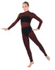 Solid Lycra LS Tneck Open Back Unitard with Bandeau and Panty