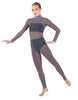 Solid Lycra LS Tneck Open Back Unitard with Bandeau and Panty