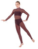 Solid Lycra LS Tneck Open Back Unitard with Bandeau and Panty
