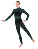 Solid Lycra LS Tneck Open Back Unitard with Bandeau and Panty