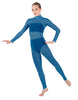 Solid Lycra LS Tneck Open Back Unitard with Bandeau and Panty