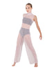 Solid Lycra TNeck Keyhole Wide Leg Mesh Unitard with Bandeau and Panty