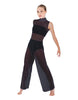 Solid Lycra TNeck Keyhole Wide Leg Mesh Unitard with Bandeau and Panty