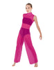 Solid Lycra TNeck Keyhole Wide Leg Mesh Unitard with Bandeau and Panty