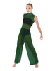 Solid Lycra TNeck Keyhole Wide Leg Mesh Unitard with Bandeau and Panty