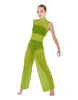 Solid Lycra TNeck Keyhole Wide Leg Mesh Unitard with Bandeau and Panty