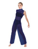 Solid Lycra TNeck Keyhole Wide Leg Mesh Unitard with Bandeau and Panty