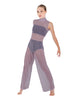 Solid Lycra TNeck Keyhole Wide Leg Mesh Unitard with Bandeau and Panty