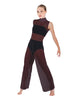 Solid Lycra TNeck Keyhole Wide Leg Mesh Unitard with Bandeau and Panty