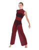 Solid Lycra TNeck Keyhole Wide Leg Mesh Unitard with Bandeau and Panty