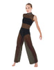 Solid Lycra TNeck Keyhole Wide Leg Mesh Unitard with Bandeau and Panty