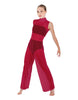 Solid Lycra TNeck Keyhole Wide Leg Mesh Unitard with Bandeau and Panty