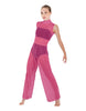 Solid Lycra TNeck Keyhole Wide Leg Mesh Unitard with Bandeau and Panty