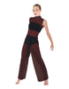 Solid Lycra TNeck Keyhole Wide Leg Mesh Unitard with Bandeau and Panty