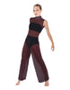 Solid Lycra TNeck Keyhole Wide Leg Mesh Unitard with Bandeau and Panty