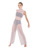Solid Lycra Keyhole Wide Leg Mesh Unitard with Bandeau and Panty