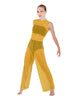 Solid Lycra Keyhole Wide Leg Mesh Unitard with Bandeau and Panty