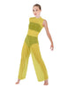 Solid Lycra Keyhole Wide Leg Mesh Unitard with Bandeau and Panty