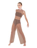 Solid Lycra Keyhole Wide Leg Mesh Unitard with Bandeau and Panty
