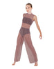 Solid Lycra Keyhole Wide Leg Mesh Unitard with Bandeau and Panty