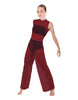 Solid Lycra Keyhole Wide Leg Mesh Unitard with Bandeau and Panty