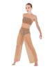 Solid Lycra Keyhole Wide Leg Mesh Unitard with Bandeau and Panty