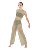 Solid Lycra Keyhole Wide Leg Mesh Unitard with Bandeau and Panty