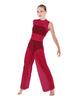 Solid Lycra Keyhole Wide Leg Mesh Unitard with Bandeau and Panty