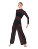 Solid Mesh LS TNeck Keyhole Wide Leg Mesh Unitard with Bandeau and Panty