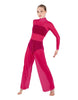 Solid Mesh LS TNeck Keyhole Wide Leg Mesh Unitard with Bandeau and Panty