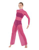 Solid Mesh LS TNeck Keyhole Wide Leg Mesh Unitard with Bandeau and Panty
