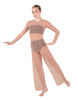 Solid Lycra LS Keyhole Wide Leg Mesh Unitard with Bandeau and Panty