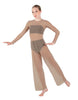Solid Lycra LS Keyhole Wide Leg Mesh Unitard with Bandeau and Panty