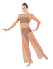 Solid Lycra LS Keyhole Wide Leg Mesh Unitard with Bandeau and Panty