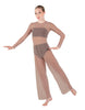 Solid Lycra LS Keyhole Wide Leg Mesh Unitard with Bandeau and Panty