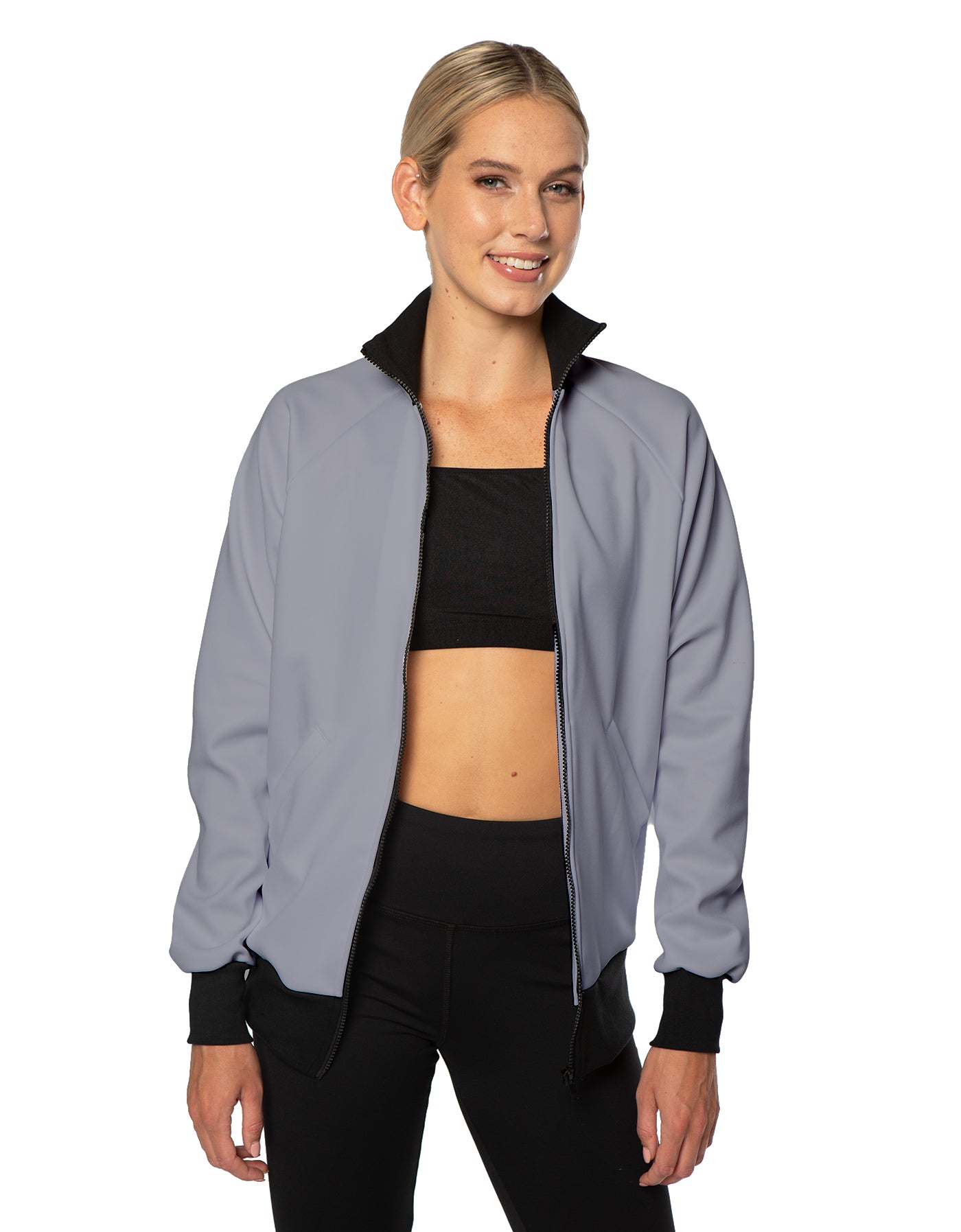 Solid Pique High Collar Jockey Jacket No Pocket