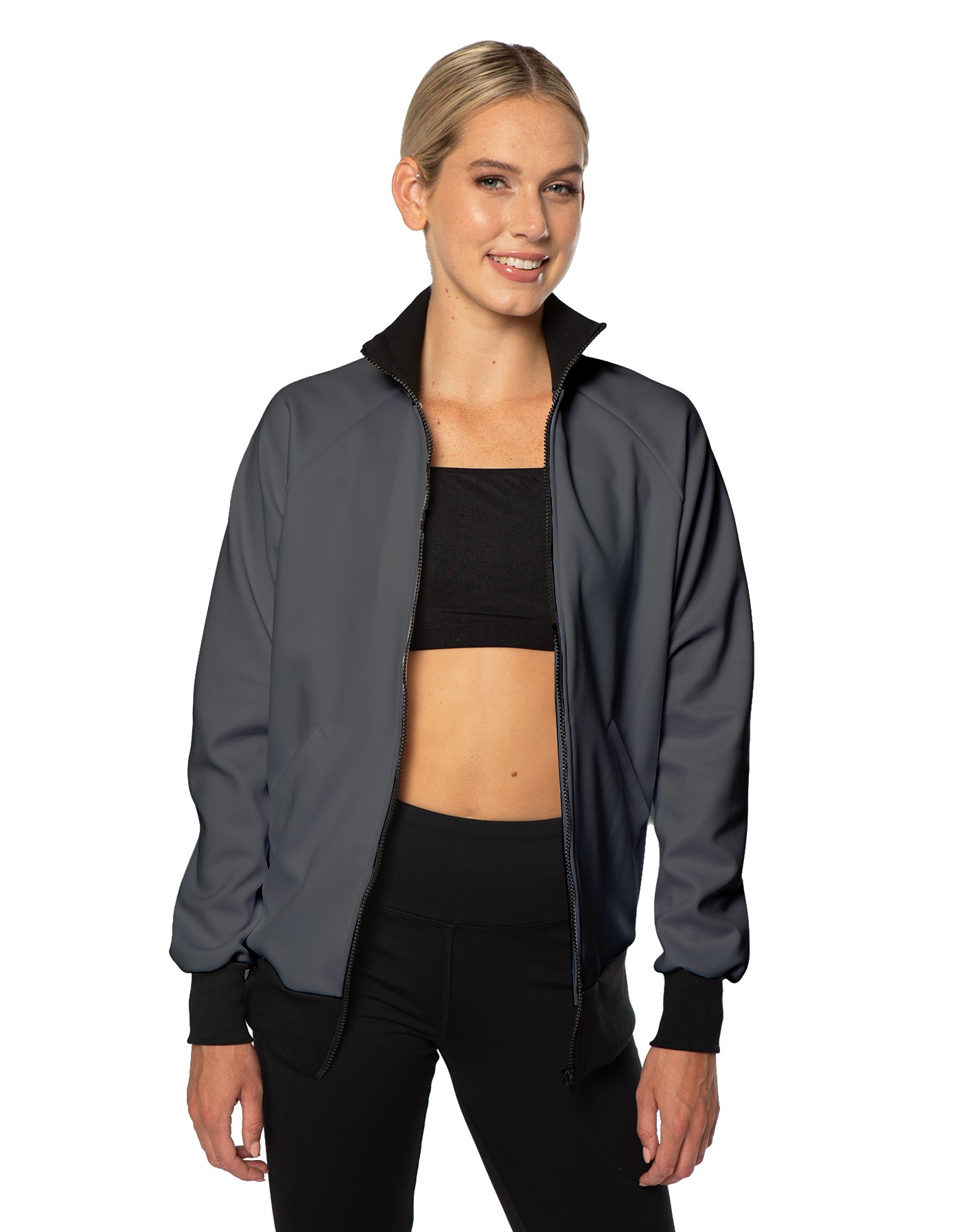 Solid Pique High Collar Jockey Jacket No Pocket