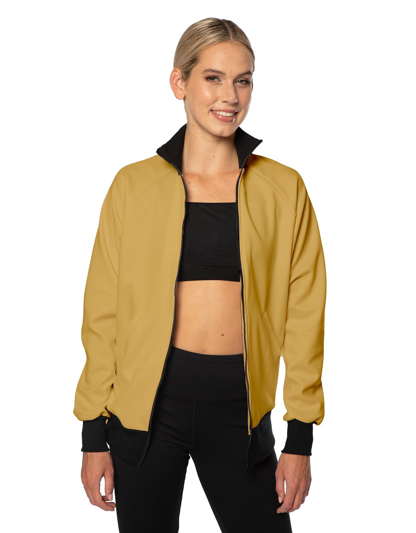 Solid Pique High Collar Jockey Jacket No Pocket