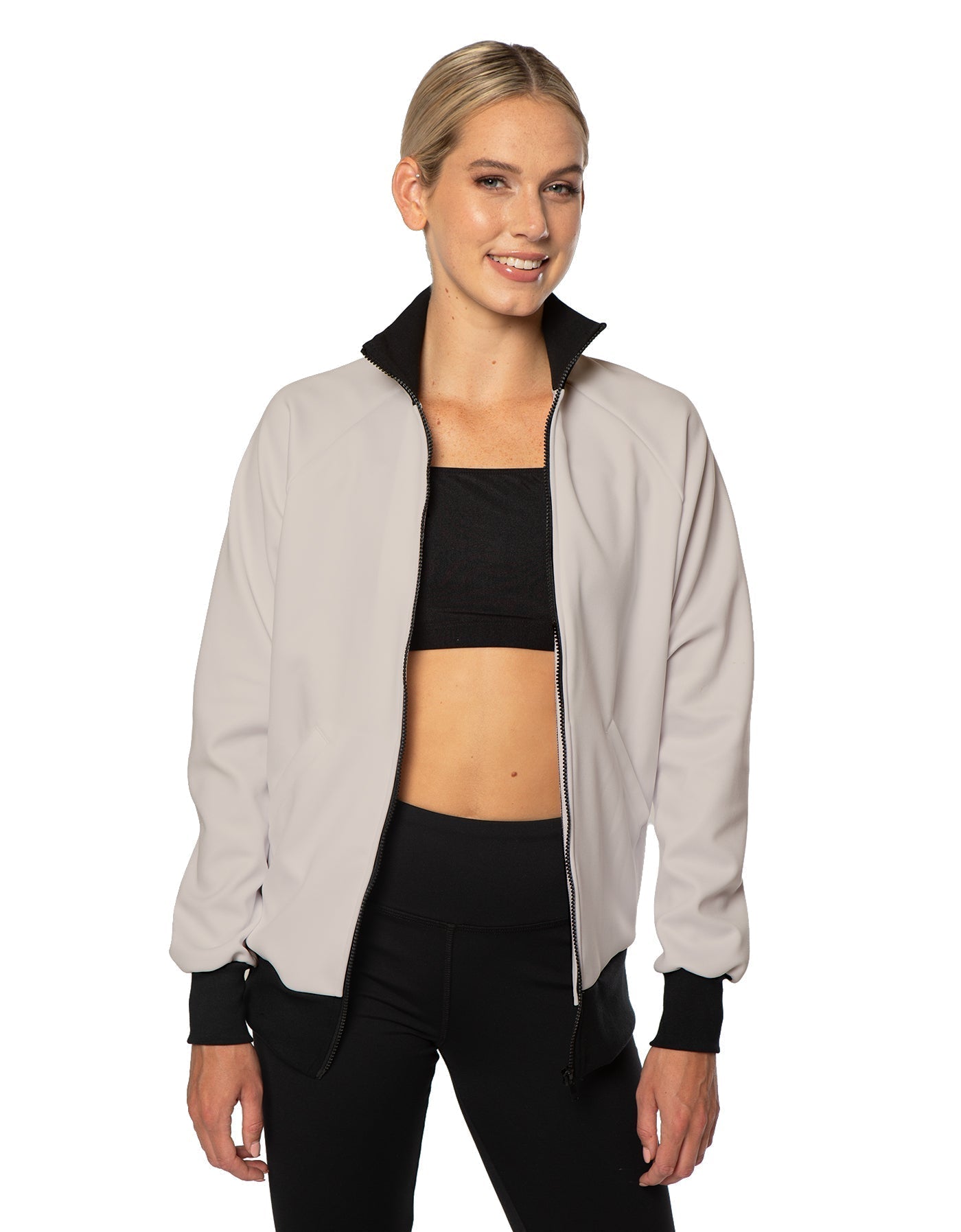 Solid Pique High Collar Jockey Jacket No Pocket