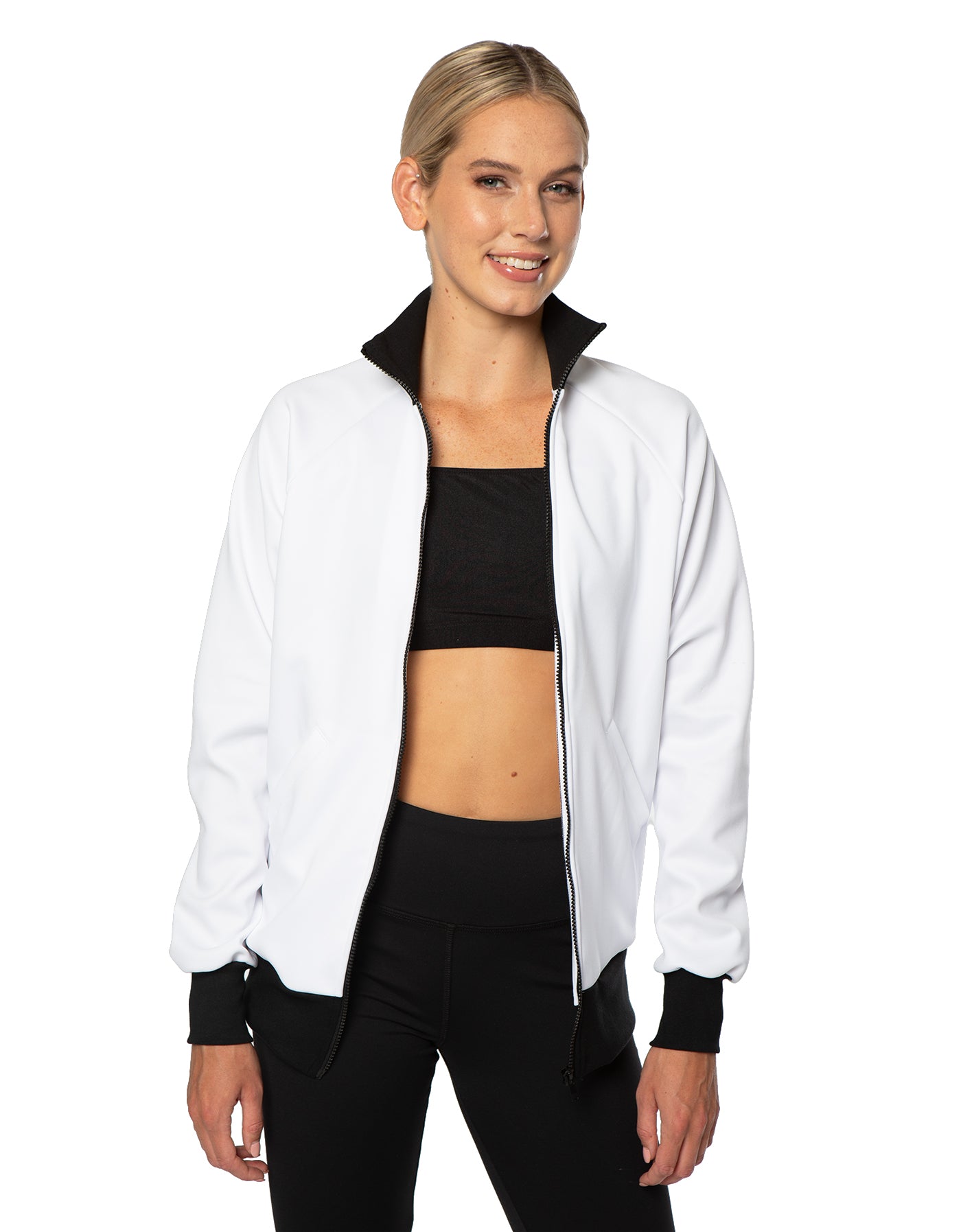 Solid Pique High Collar Jockey Jacket No Pocket
