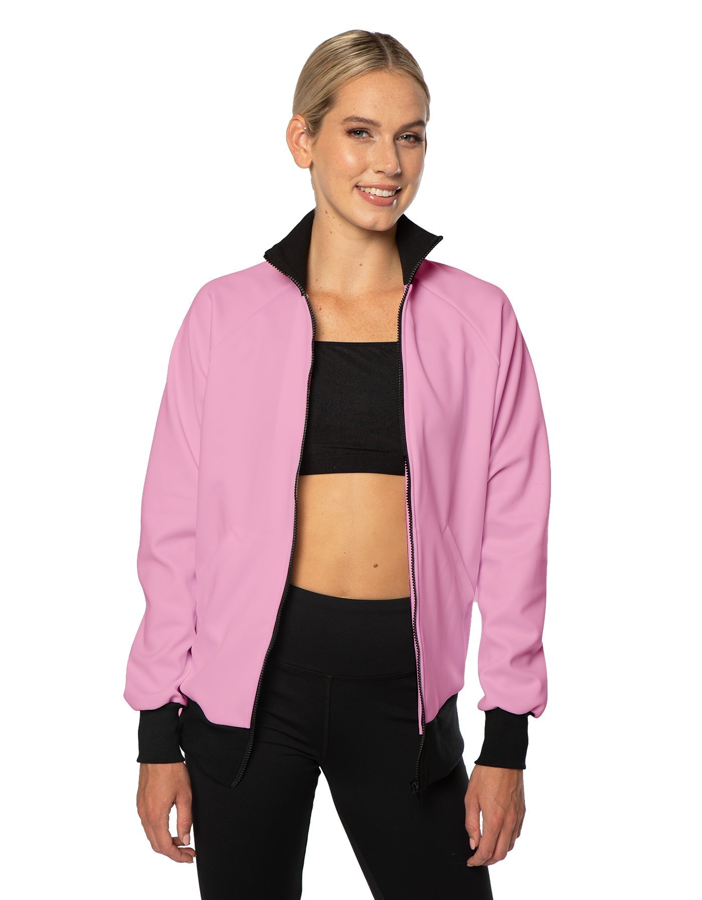 Solid Pique High Collar Jockey Jacket No Pocket