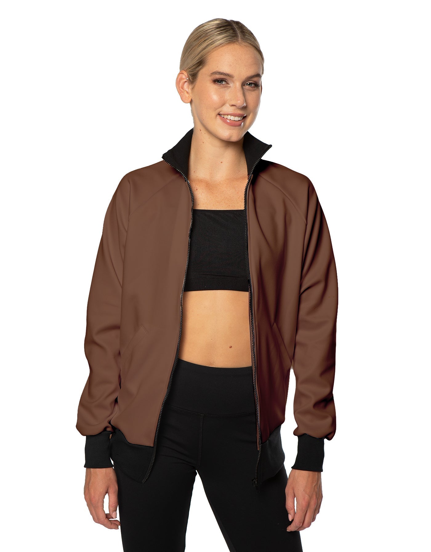Solid Pique High Collar Jockey Jacket No Pocket