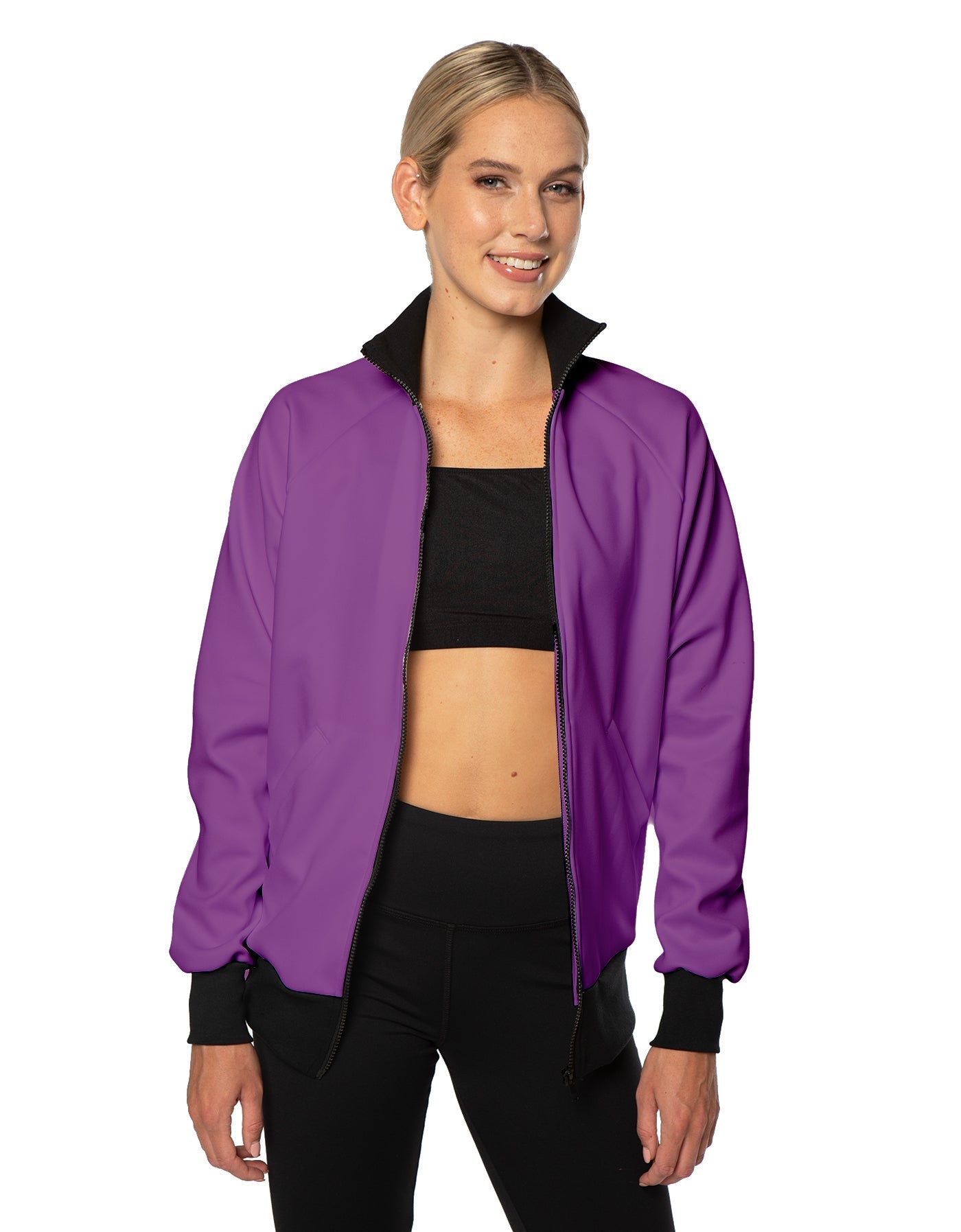 Solid Pique High Collar Jockey Jacket No Pocket