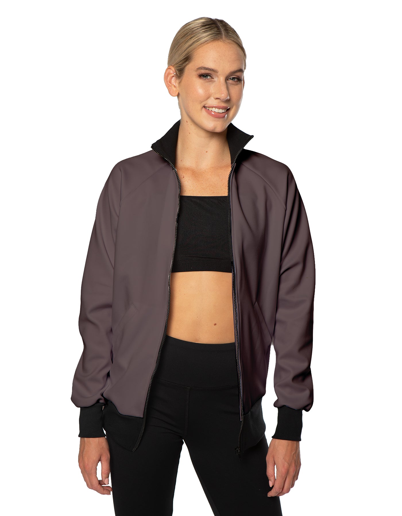 Solid Pique High Collar Jockey Jacket No Pocket