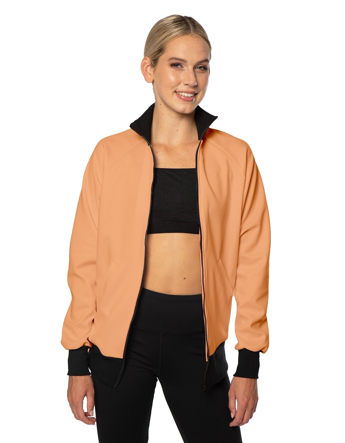 Solid Pique High Collar Jockey Jacket No Pocket
