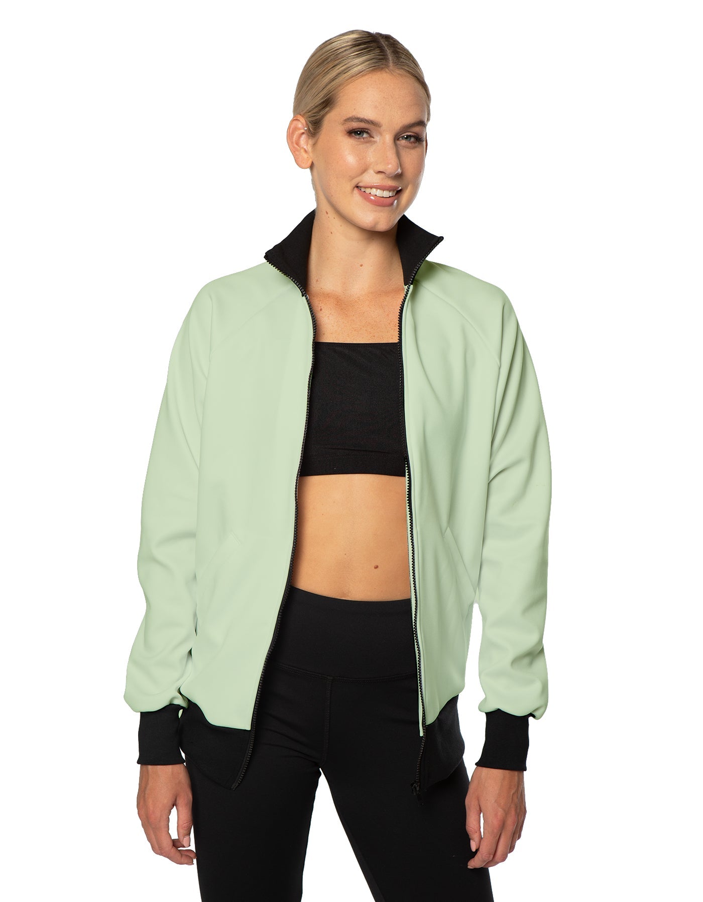 Solid Pique High Collar Jockey Jacket No Pocket