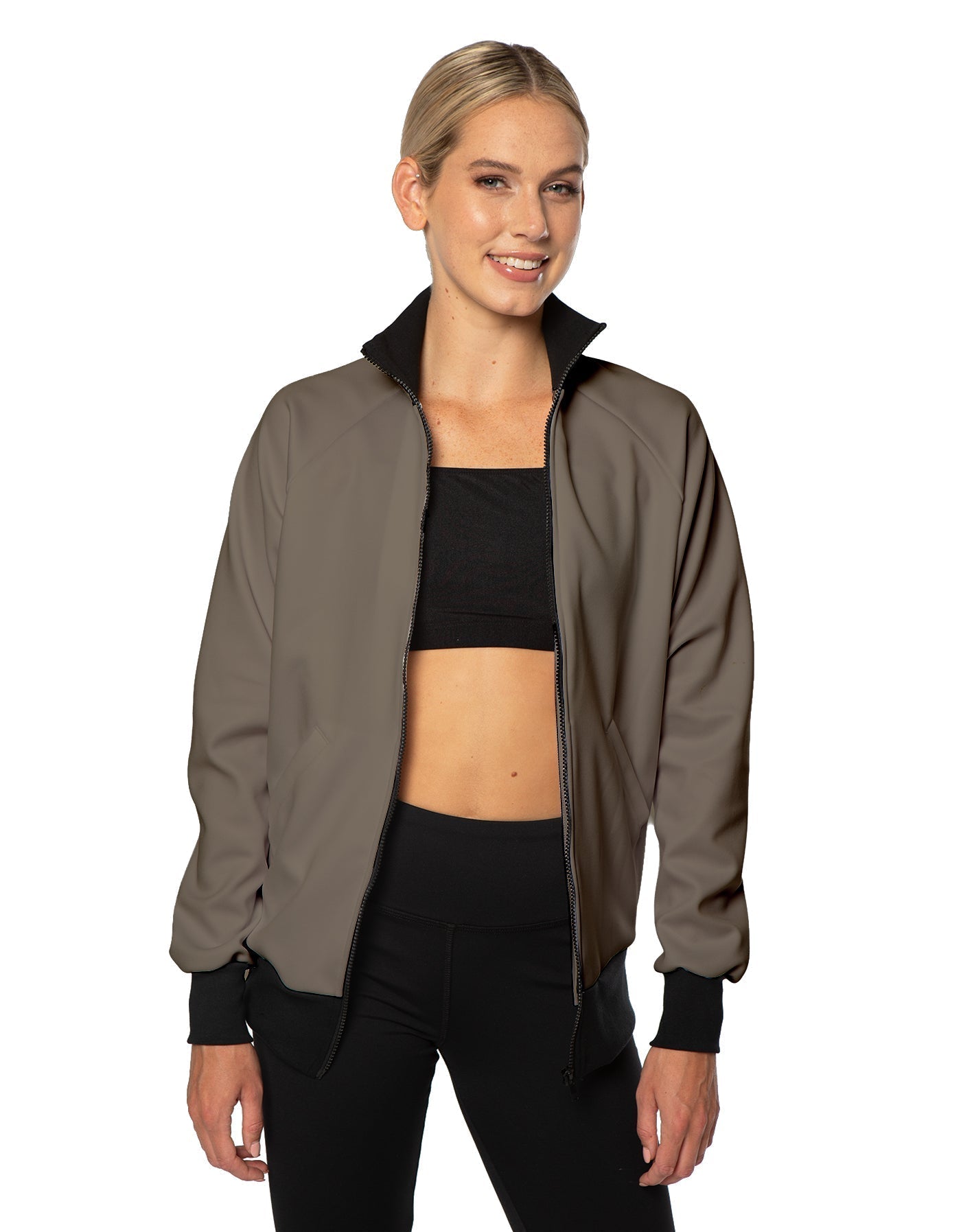 Solid Pique High Collar Jockey Jacket No Pocket