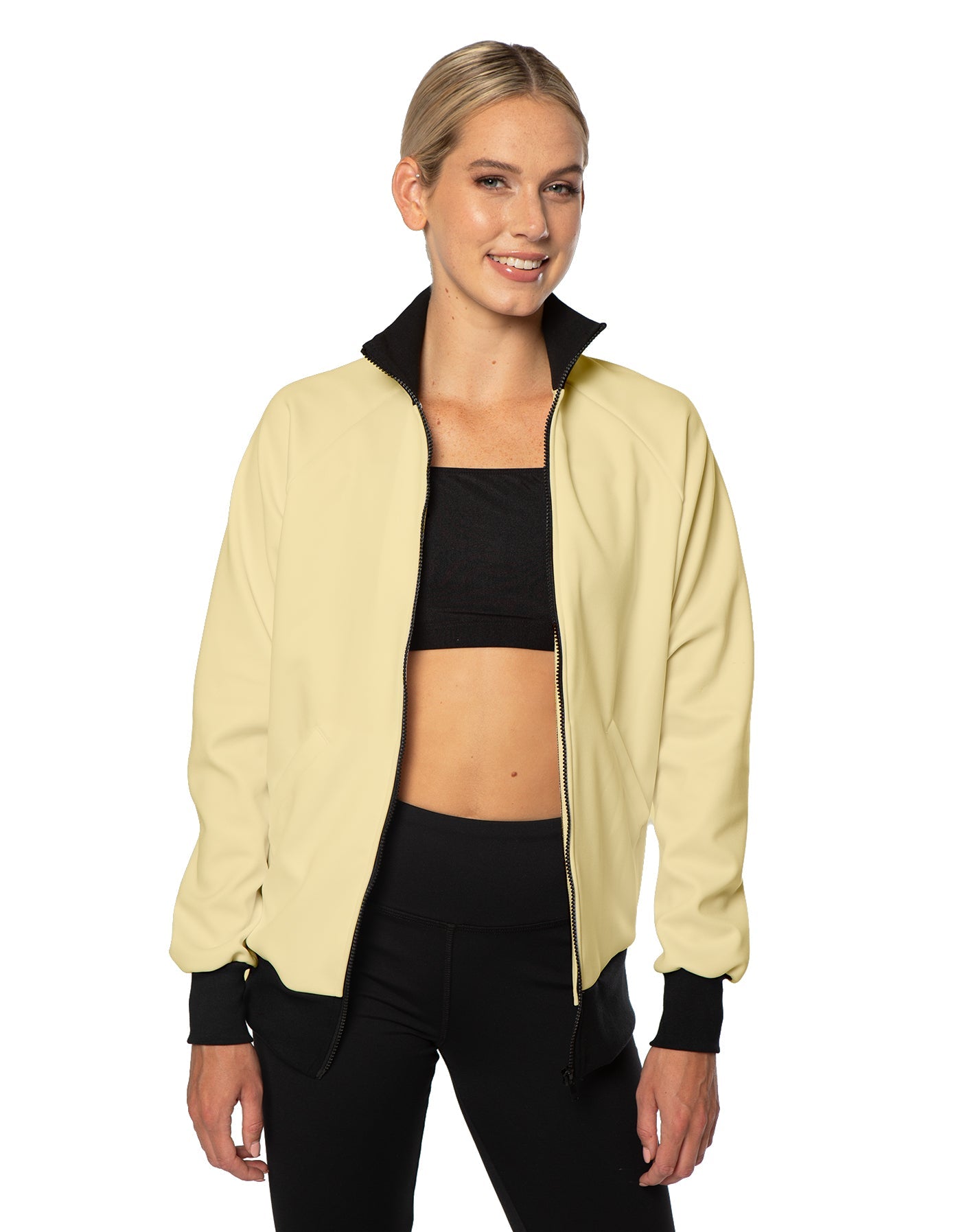 Solid Pique High Collar Jockey Jacket No Pocket