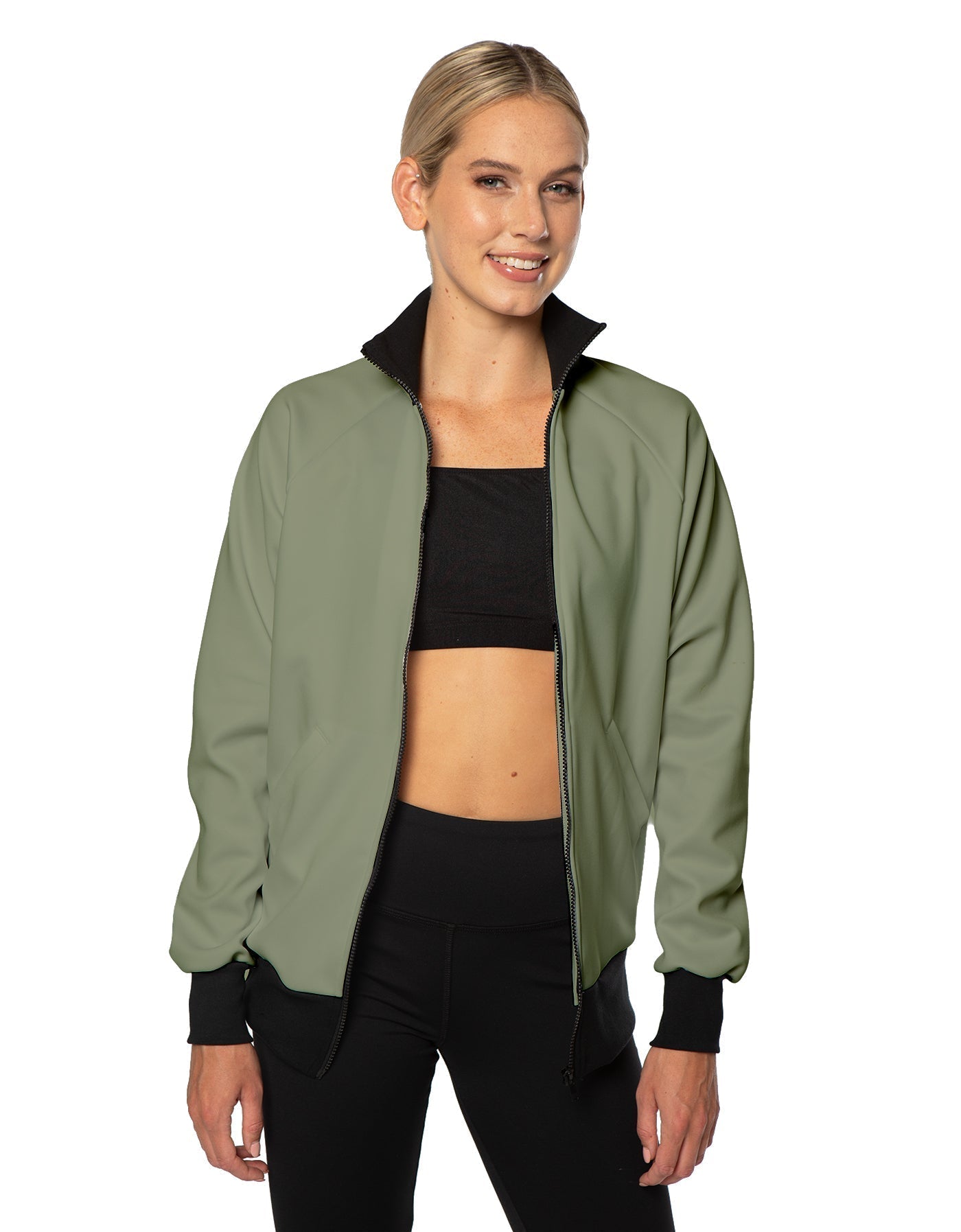 Solid Pique High Collar Jockey Jacket No Pocket